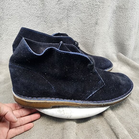 Clarks Shoes Mens Size 12 Blue Leather Crepe Rubber Sole Chukka Boots *Read* main image 12
